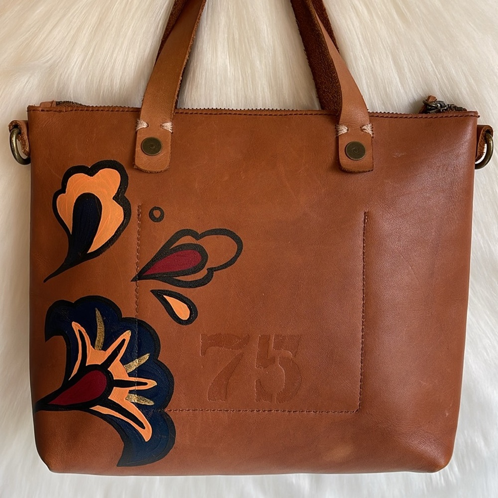 Floral Brown Leather Crossbody Bag - Picture 5 of 15